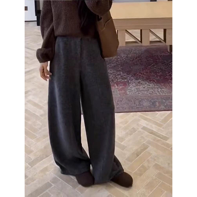 秋冬新款慵懒风高腰垂感阔腿裤女