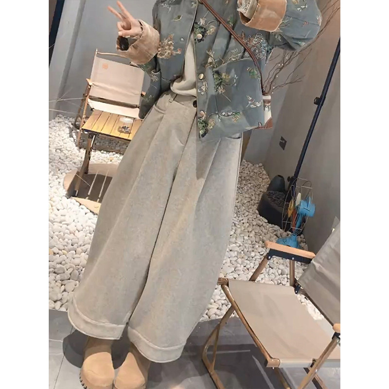 简约松紧腰毛呢灯笼裤女秋冬2025小个子九分遮肉气质阔腿裤,女装/女士精品,大码裤装,淘宝优惠券,粉丝福利购,淘宝优惠卷