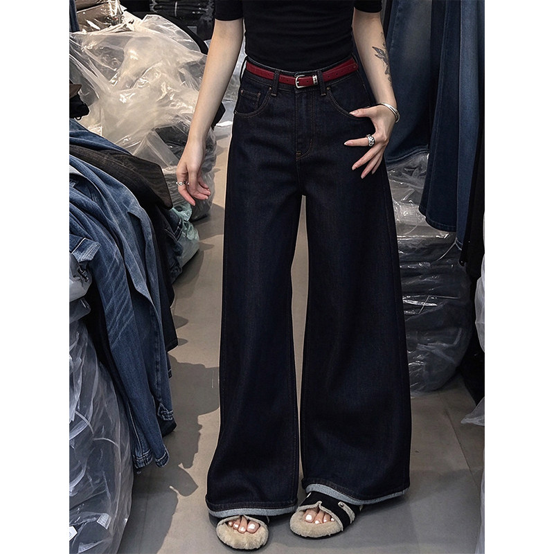 秋冬梨形身材显瘦高腰阔腿牛仔裤女2026新款百搭显瘦宽松减龄长裤