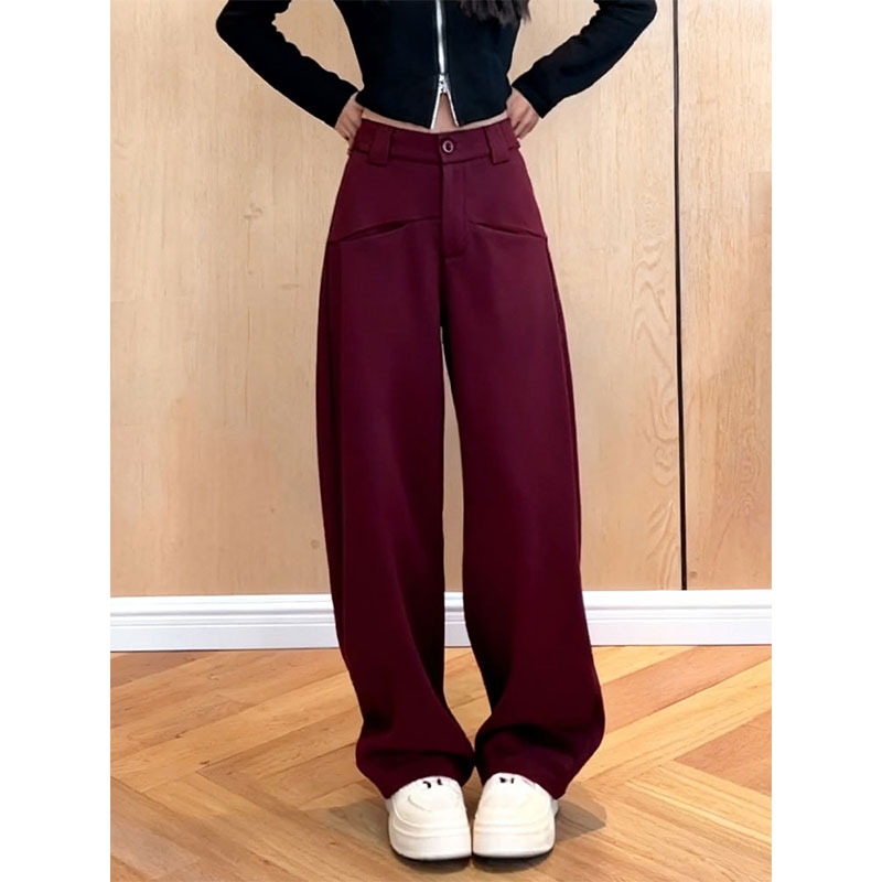 高腰弯刀裤女阔腿牛仔裤