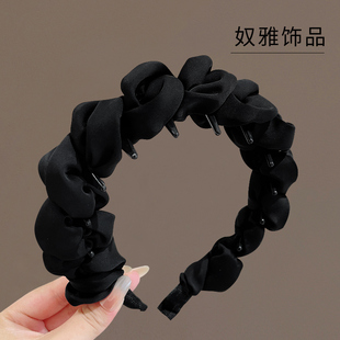 缎面云朵泡泡高颅顶发箍女款 波浪头箍压发洗脸发卡 高级感洋气时尚