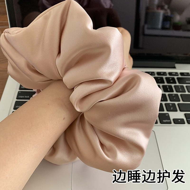 睡觉枕头真丝大肠发圈女士纯色头绳法式复古大号肥肠发绳扎头皮筋