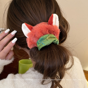 疯狂动物城朱迪尼克毛绒大肠发圈女2025新款 秋冬发绳皮筋头绳发饰