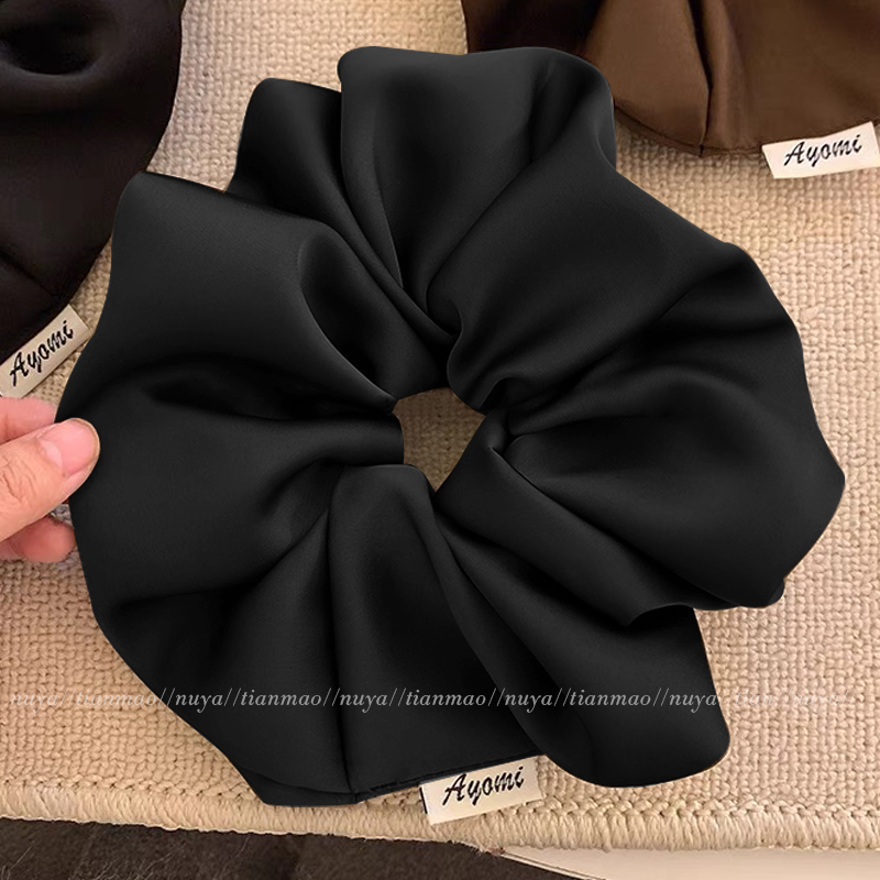 超大号真丝黑色缎面大肠发圈~