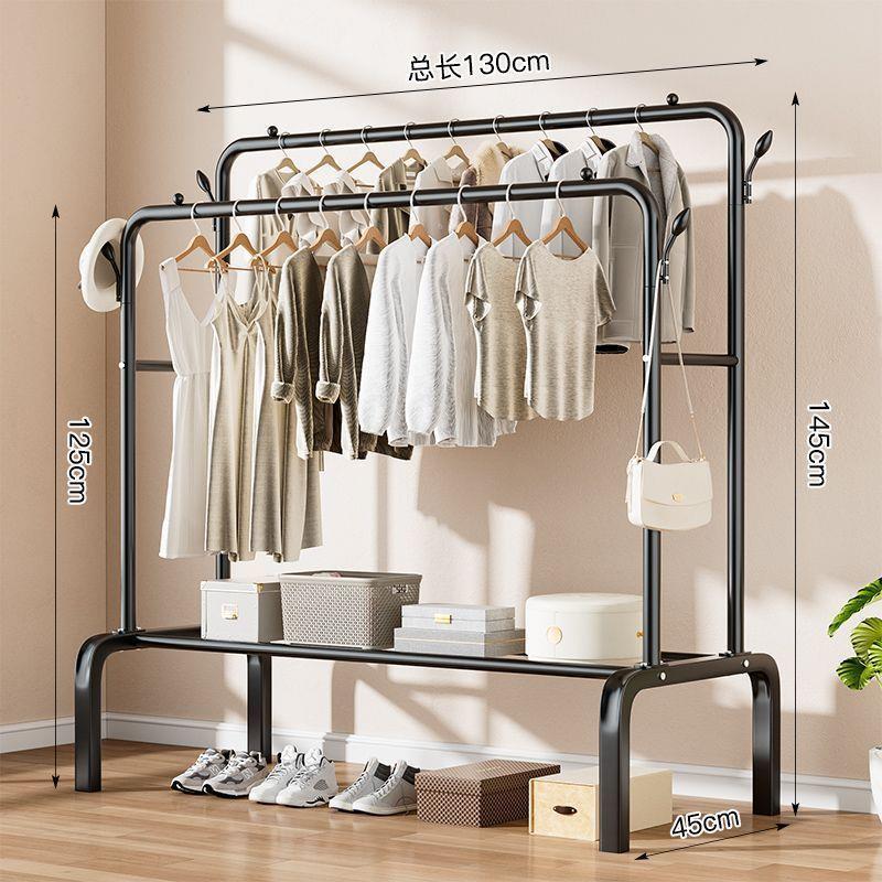 衣架落地立式卧室挂衣服架子衣帽架宿舍多层室内加凉晒杆子