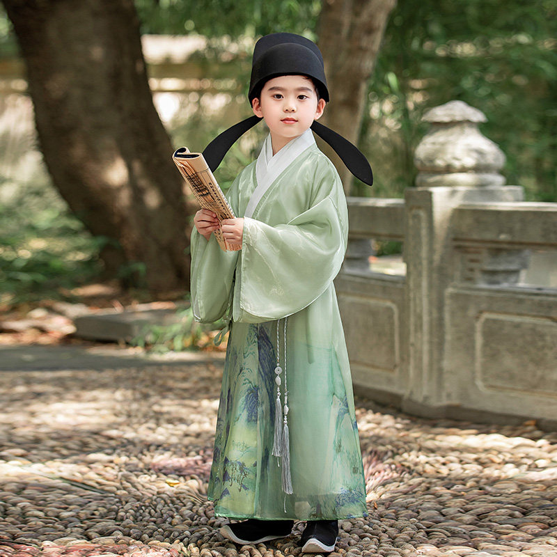 明制汉服男童2026新款春装儿童李白演出服男孩古风书生幼儿园宋制图片