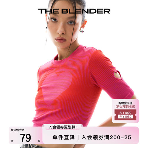 theblender甜酷爱心刺绣短款上衣