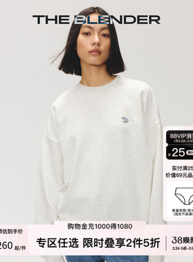 【2件5折】The Blender刺绣圆领卫衣宽松灰色秋季长袖卫衣