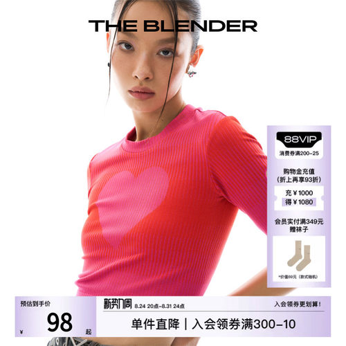 theblender甜酷爱心刺绣短款上衣
