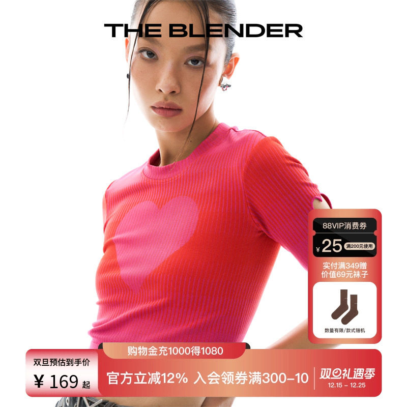 theblender甜酷爱心刺绣短款上衣