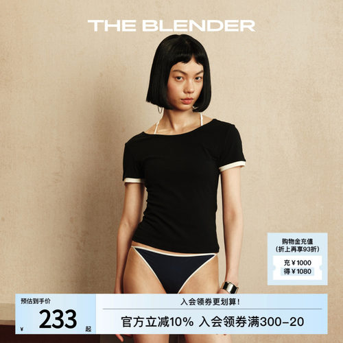 TheBlender撞色圆领修身短袖女