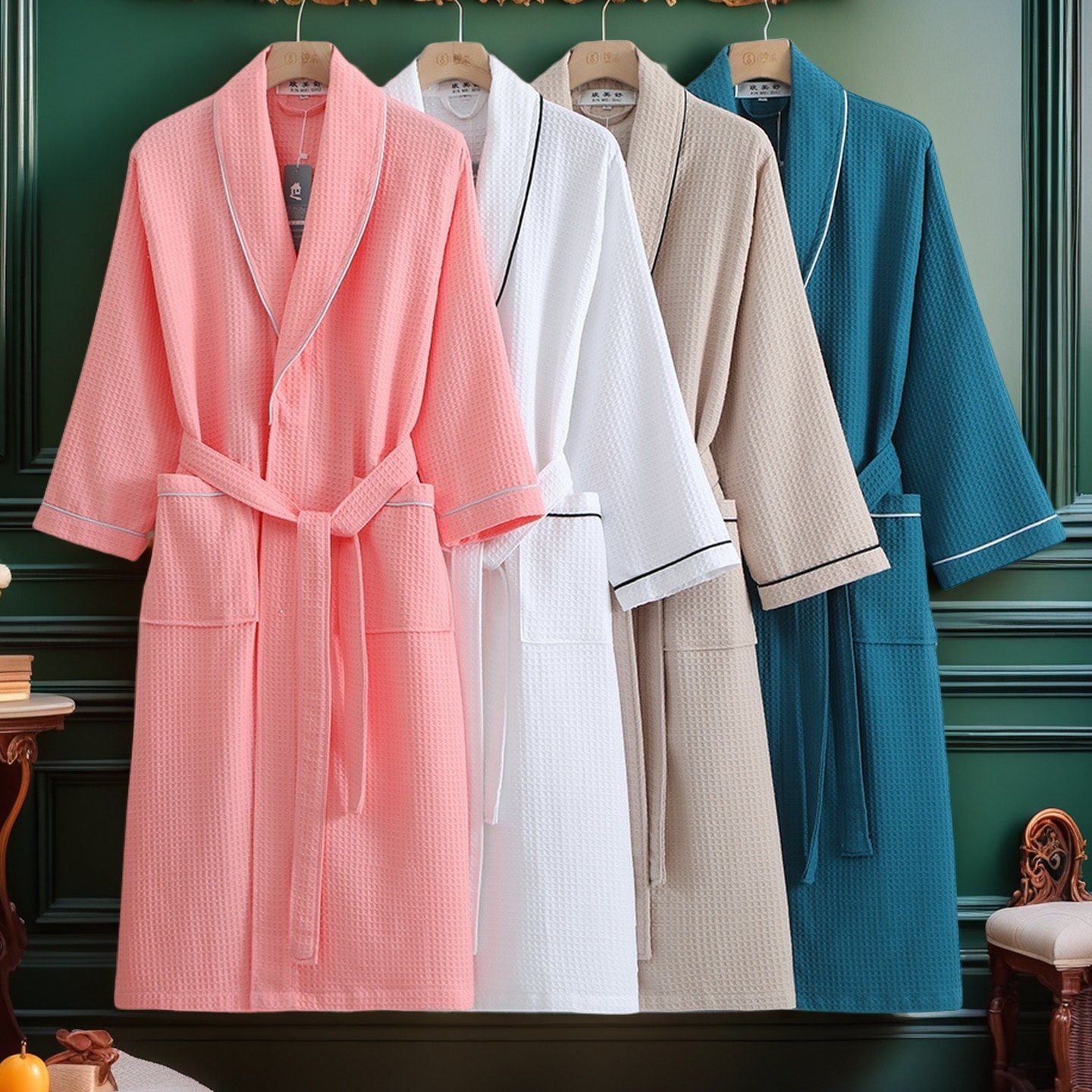 浴袍女情侣睡袍男四季通用成人纯棉游泳吸水速干毛巾料浴衣秋冬季