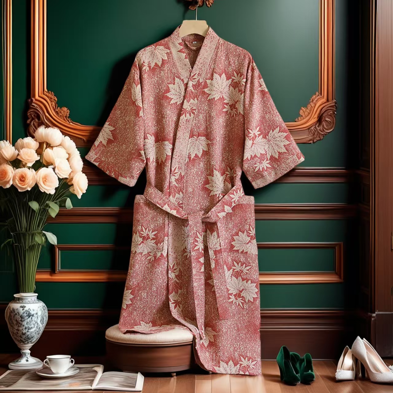 纯棉浴袍情侣睡袍游泳吸水速干