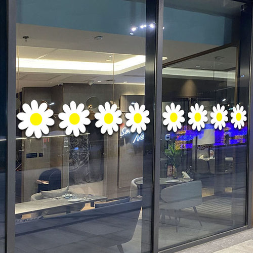 小雏菊清新花朵防撞玻璃门墙贴纸