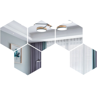 六边形镜面墙贴拼接六角装饰镜子3d立体亚克力客厅餐厅背景墙自粘