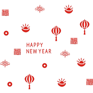 过新年快乐气氛装饰小灯笼元宝福字元旦圣诞橱窗店铺玻璃门贴纸画