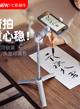 wonew七彩蜗牛Vlog拍摄手机支架迷你便携式手持自拍杆360度旋转2024新款拍照旅游俯拍三脚架神器支架补光灯