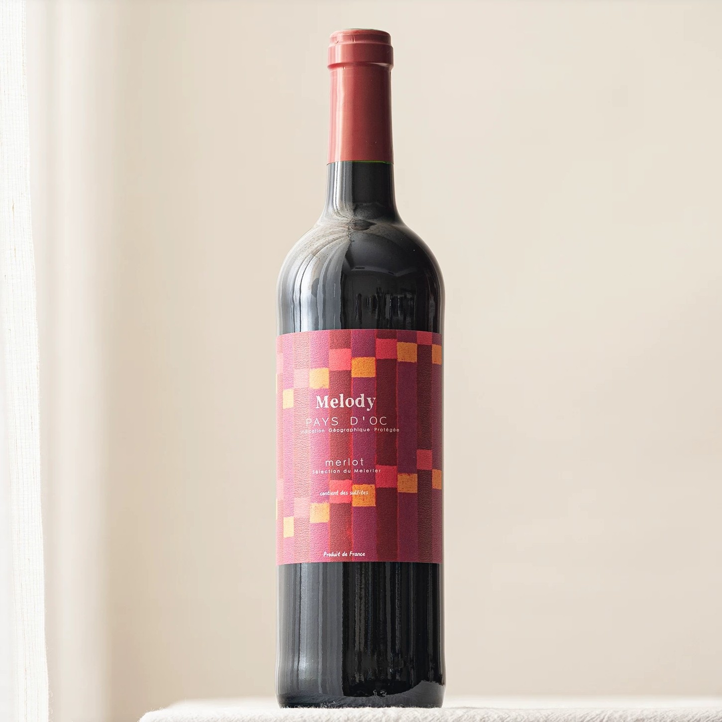 微甜、不太酸~法国原瓶进口旋律梅洛美乐半甜红葡萄酒Merlot 红酒