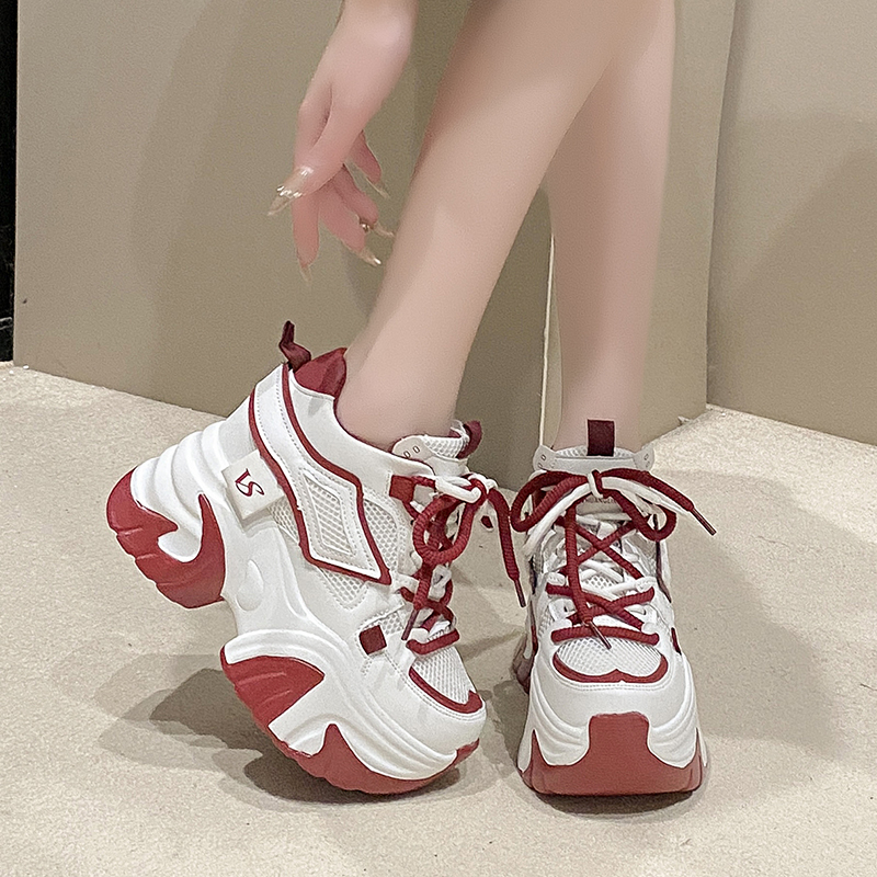 韩版9cm增高老爹鞋女网面透气