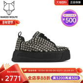STUD铆钉水钻黑色低帮系带休闲鞋 Naked Wolfe英国潮牌 SLIDE 男