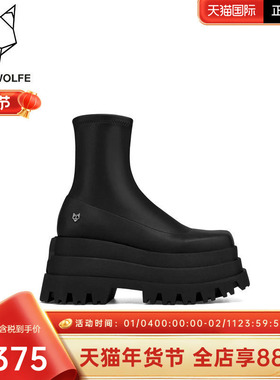 Naked Wolfe英国潮牌/SASSY厚底高防水台增高女靴2025年秋季新款