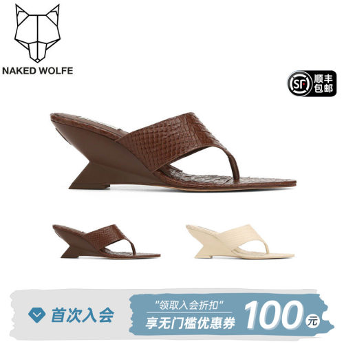 Naked Wolfe英国潮牌/Stampede春夏季高跟Y型夹趾人字拖凉拖鞋女