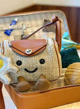 现货草编小精灵林迪Lindy枕头包可爱时尚单肩斜挎包