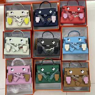马赛克女包新款上市娃娃凯莉新品手提包小众卡通可爱机器人斜挎包