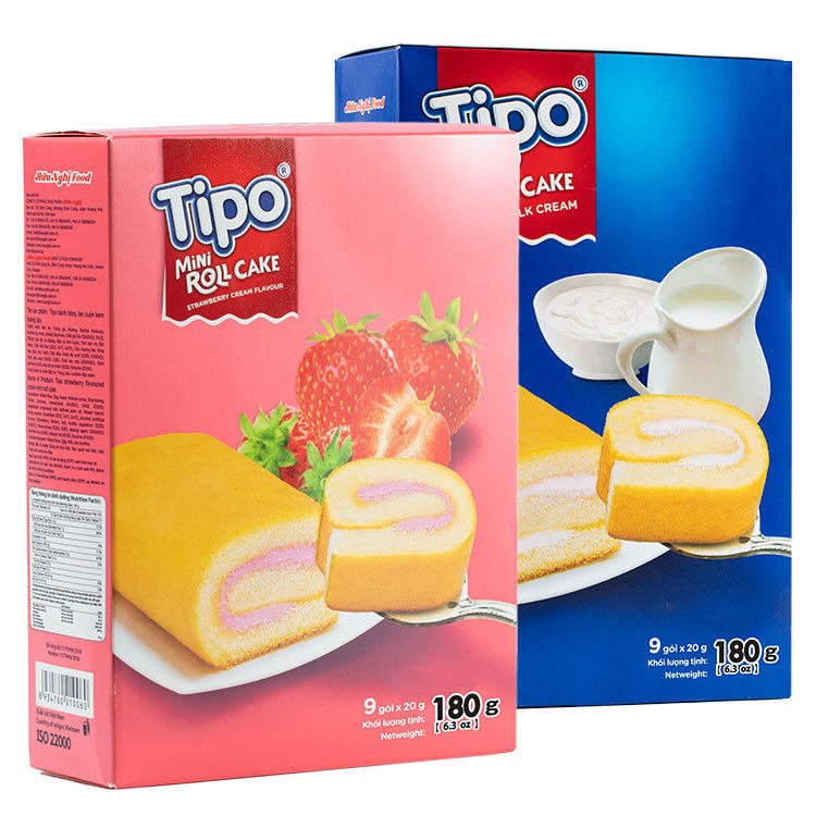 越南进口tipo迷你蛋糕卷180g夹心瑞士卷早餐充饥软面包休闲零食品
