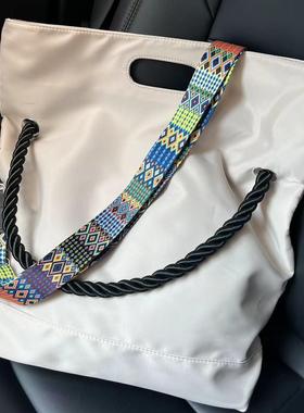 贵宝的包2025白色新款简约百搭大容量通勤托特包单肩斜挎包潮流包