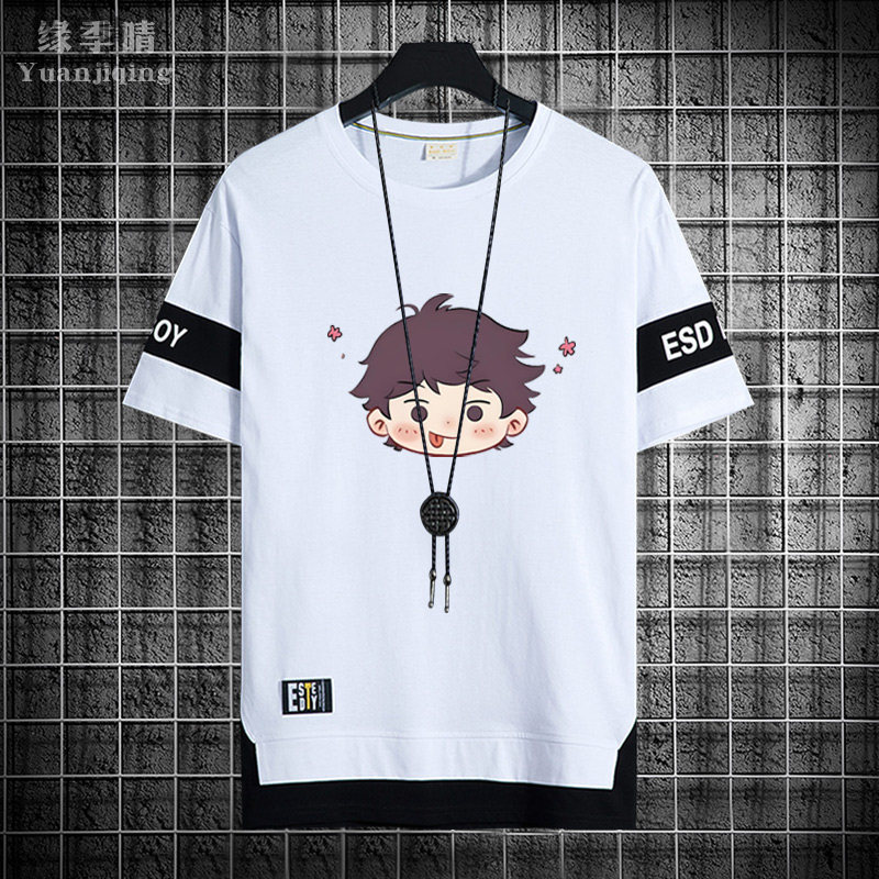 排球少年短袖T恤男青少年乌野西谷夕周边高校休闲运动纯棉夏衣服