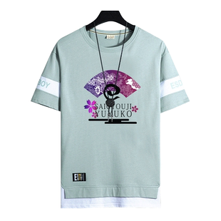 东方project周边幽幽子动漫T恤青少年男夏季学生休闲纯棉衣服