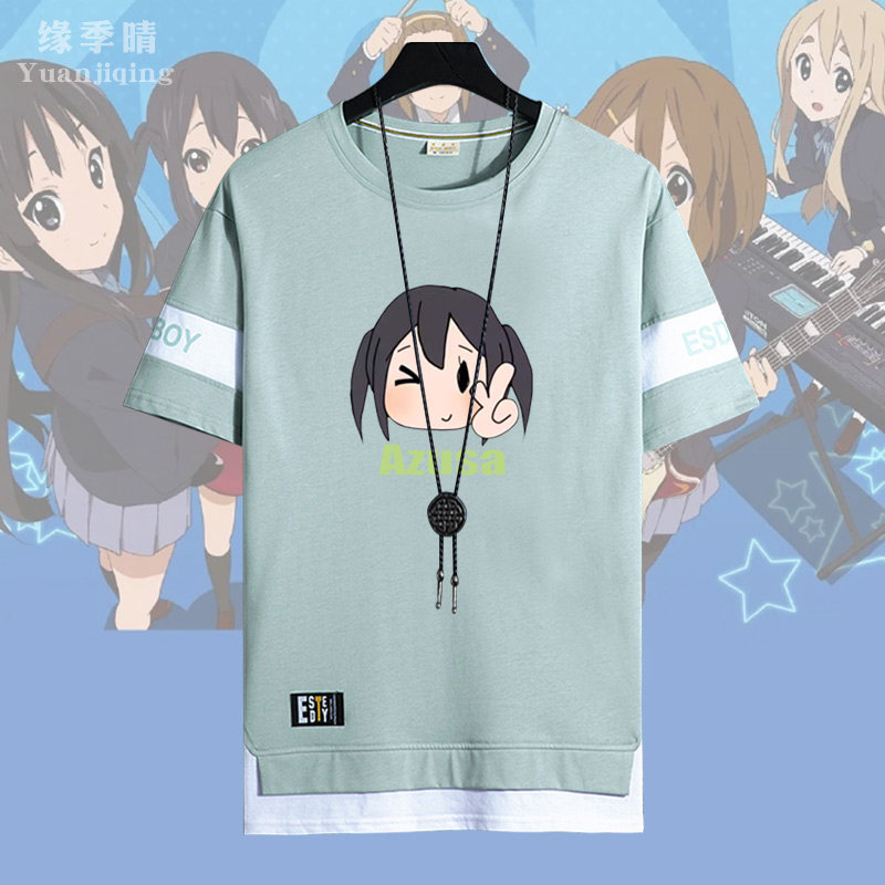 k-on轻音少女平泽唯秋山澪动漫周边男青少年纯棉短袖T恤衣服