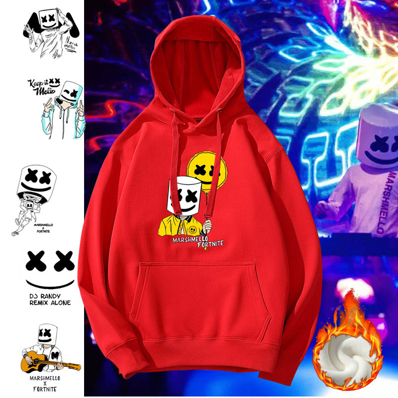 百大DJ棉花糖marshmello电音加绒卫衣衣服青少年休闲男女秋冬装