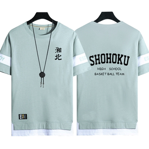 男灌篮高手宽松湘北樱木花道篮球青少年T恤夏季休闲纯棉短袖衣服