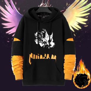 洛与霞情侣联盟游戏周边同款英雄男女宽松加绒连帽休闲青少年卫衣