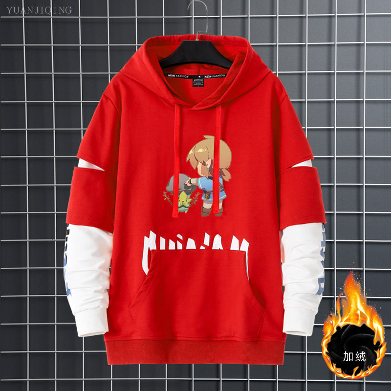 塞尔达传说王国之泪周边连帽男青少年秋冬季休闲宽松加绒卫衣服