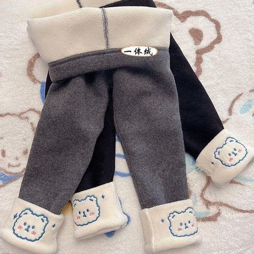 女宝宝一体绒外穿保暖打底裤冬季