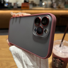 磨砂酒红色适用苹果16手机壳新款16promax套iphone16pro硅胶苹果15防摔苹果13全包14Pro超好看12女ProMax男11