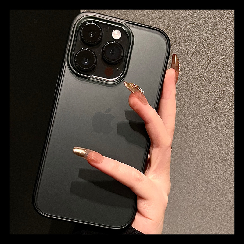 简约磨砂透黑壳适用苹果16手机壳新款16promax套iphone16pro硅胶苹果15防摔苹果13全包14超好看12男女ProMax