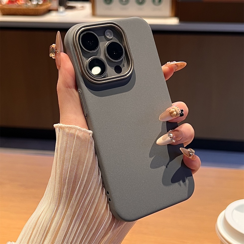 深灰大孔金属镜框适用苹果16手机壳新款16promax套iphone16pro防摔15promax硅胶苹果15全包苹果13女14promax