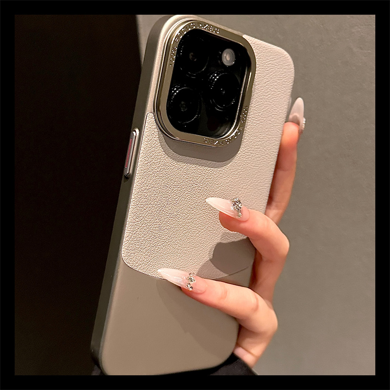 皮质钛灰色大孔适用苹果16手机壳新款16promax套iphone16pro硅胶苹果15防摔苹果13全包14超好看12男女ProMax