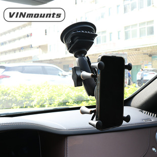 防抖拓展越野车载X型手机支架25mm球头管夹式前挡吸盘式X手机夹