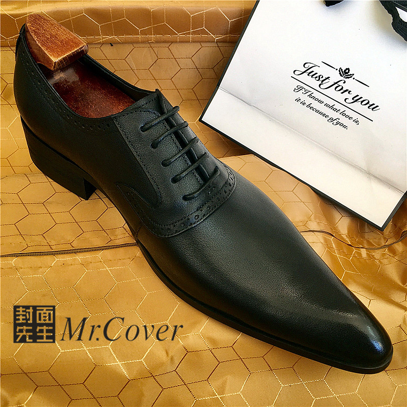 真皮尖头演出鞋主持人西装鞋