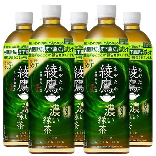 日本进口可口可乐绫鹰浓郁绿茶 joynuts无糖零卡0脂肪650ml*4瓶