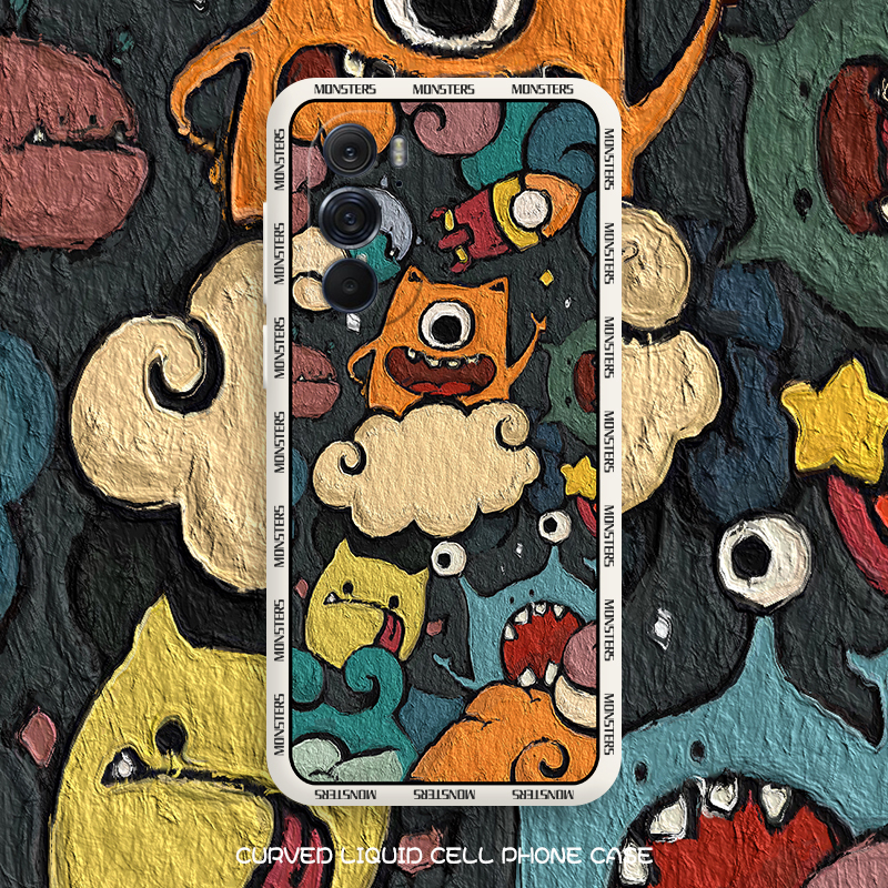 油画涂鸦适用怪兽摩托罗拉x30手机壳motoedges30防摔全包镜头eagex30液态硅胶s30手机套情侣个性卡通男女网红