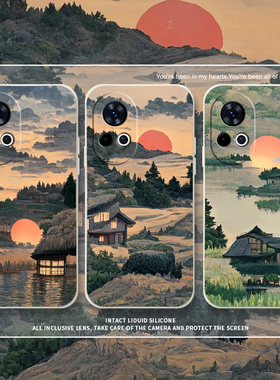 山腰落日适用华为nova12手机壳nova11ultra国风高级12pro插画10se智选hinova10proo保护套5z风景5i情侣防摔2s