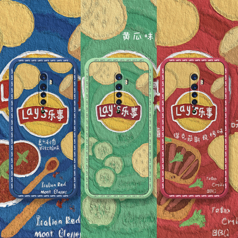 油画乐事薯片适用oppoace2手机壳reno2z情侣全包防摔r