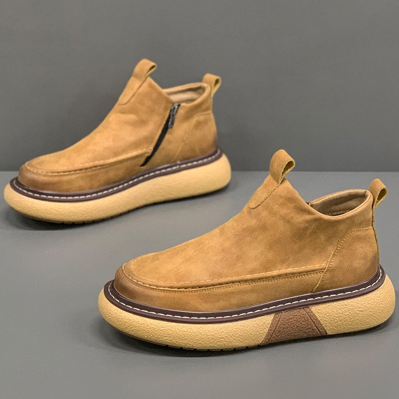 高帮男鞋冬季款2025新款真皮百搭中帮休闲鞋厚底增高男士马丁短靴,流行男鞋,高帮鞋,淘宝优惠券,粉丝福利购,淘宝优惠卷