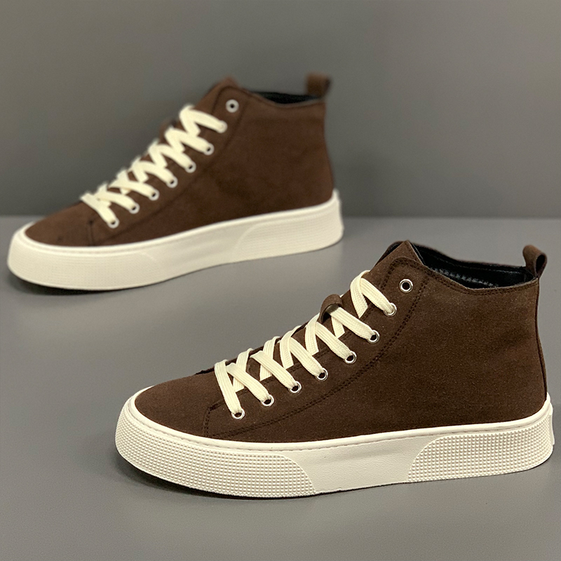 男鞋2025新款冬季加绒棉鞋保暖高帮休闲板鞋翻毛真皮潮鞋男士短靴